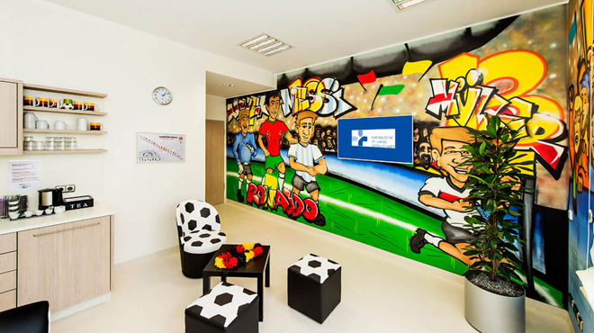 Fußball-Lounge - Klinik für Geburtshilfe - St. Rochus-Hospital - St. Lukas Klinikum - Foto Ekkehart Reinsch